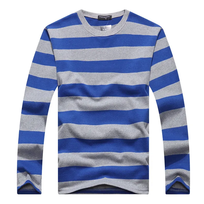 Cotton T-shirts Men Long Sleeve Mens TShirt Spring Autumn Brand Striped Male T shrits Dress Global Shopping Festival Drop-Ship 07