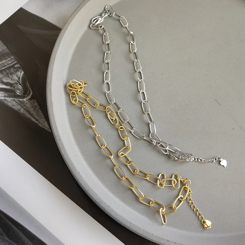 

LouLeur 925 sterling silver crude chain chokers necklace Industrial wind simple wild elegant necklace for women festival jewelry