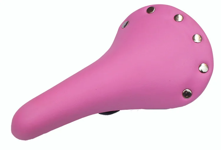 Новое многоцветное винтажное велосипедное седло для мужчин и женщин с заклепками, классическое односкоростное Велосипедное Сиденье с фиксированной передачей - Цвет: Розовый