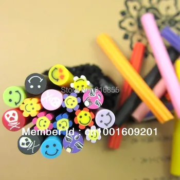 

New 100PCS 3D Smiling Face Mix Fimo Clay Slice Nail Art diy free shipping