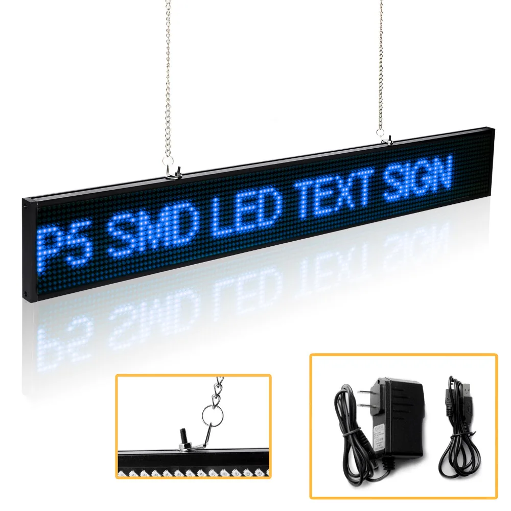 66 см P5MM SMD 16*128 пикселей Беспроводная светодиодная вывеска Wifi Usb программируемая