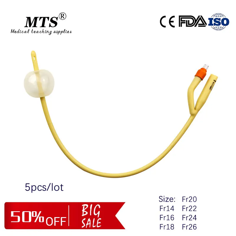 2 способа латексный катетер Фоли с силиконовым покрытием медицинская стерилизация одноразовый мочевой катетер урологический пластиковый клапан 5 шт