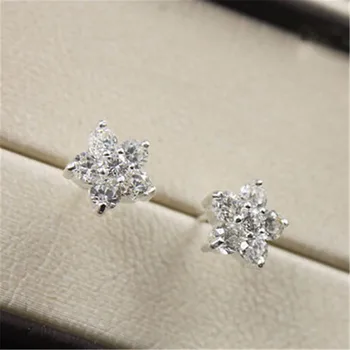 

S925 Stud Earrings For Women Sterling Silver Fine Jewelry Flower-Shaped Ethnic Style Cubic Zirconia Ear Studs Temperament Aretes