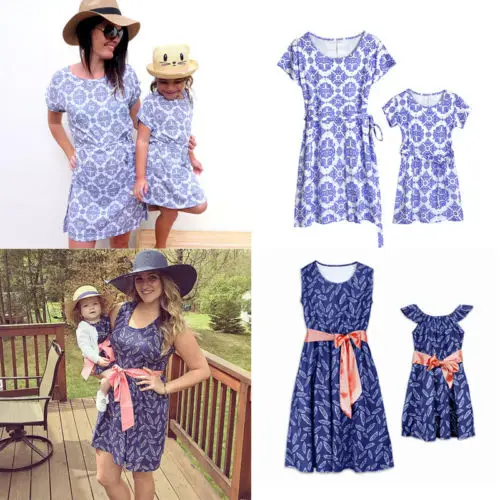 Emmababy Summer Family Matching Floral Clothes Lady Mother Daughter Baby Girls Dress Outfits | Мать и ребенок