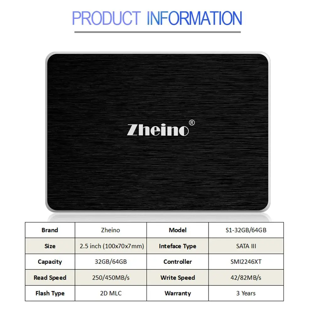Zheino 32 Гб 64 128 ГБ 256 512 SSD жесткий Dirve высокоскоростной 2D MLC NAND Flash 2 5 дюймов SATA3