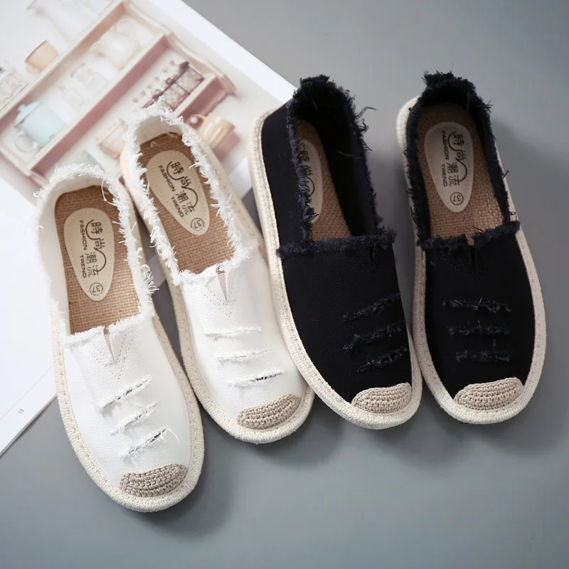 

Spring Summer Loafers Women Slip On Flat With Casual Canvas Shoes 2019 Designers Lazy Solid Flats Shoes Woman Pregnant S2715