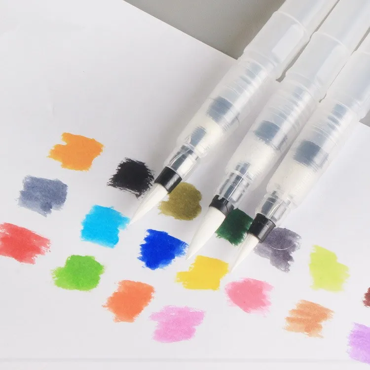 

3pcs Refillable Paint Brush Watercolor Brush Water Tank Calligraphy Brush Art Marker Pen Students Stationery School Supplies