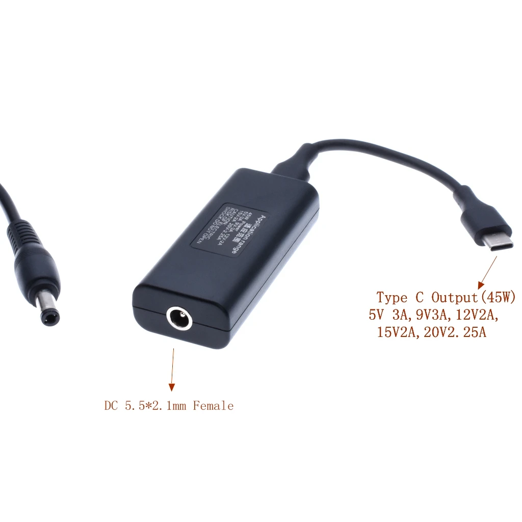 Адаптер питания постоянного тока коннектор конвертер 5 5*2 1 мм Мама в USB Type C разъем