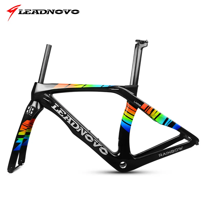 

New arrivaTOP NEW RAINBOW Di2 Mechanical full carbon fibre road frame bike racing bicycle frameset Accept custom bicicleta frame