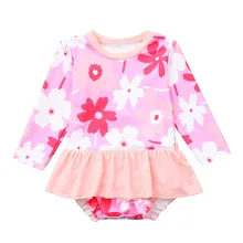 Детские купальники для девочек, Раздельный Летний Детский бикини с длинным рукавом для девочек, пляжный Цельный купальник с цветочным принтом# YL1