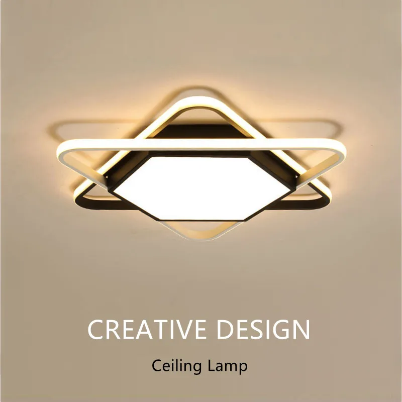 

DAR Creative Design Triangle Lamp Ceiling Black White Painted Iron Led Plafondlamp Living Room Bedroom Light Ceiling Fixture
