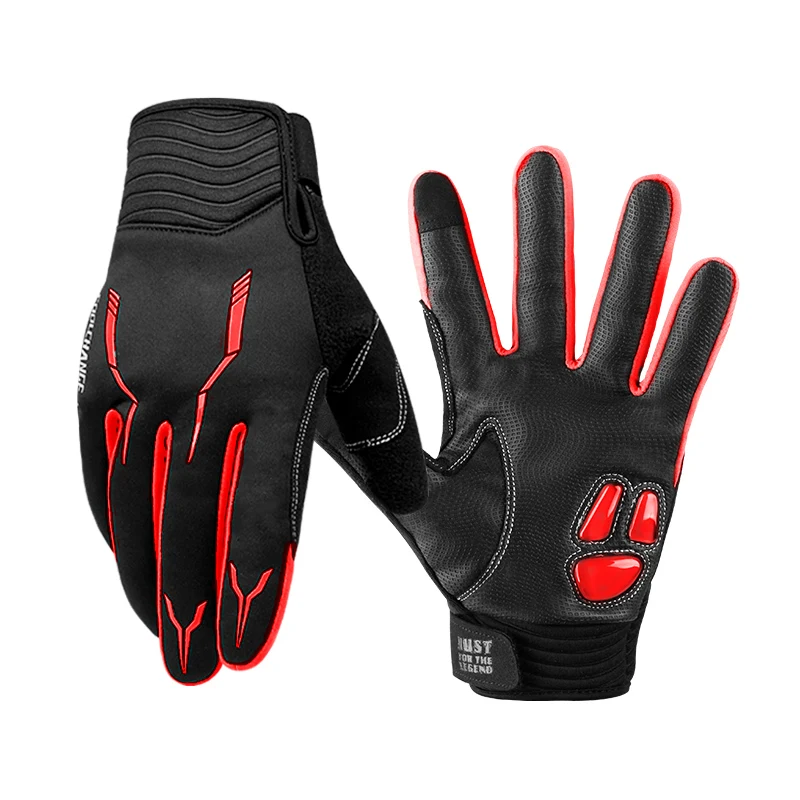 Coolизменить Спорт на открытом воздухе MTB велосипедные перчатки зимние термальные ветрозащитные велосипедные перчатки полный палец гелевые велосипедные перчатки для мужчин и женщин - Цвет: Red