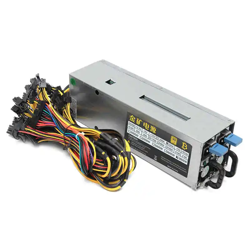 95% Efficiency 2800W 24Pin 12GPU Mining Power Supply For Eth Rig Ethereum Bitcoin Miner 90 PLUS