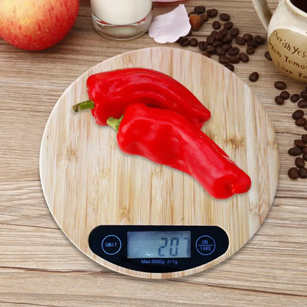 Бамбуковые весы для древесины точные электронные выпечки кухонные 5 кг|Кухонные