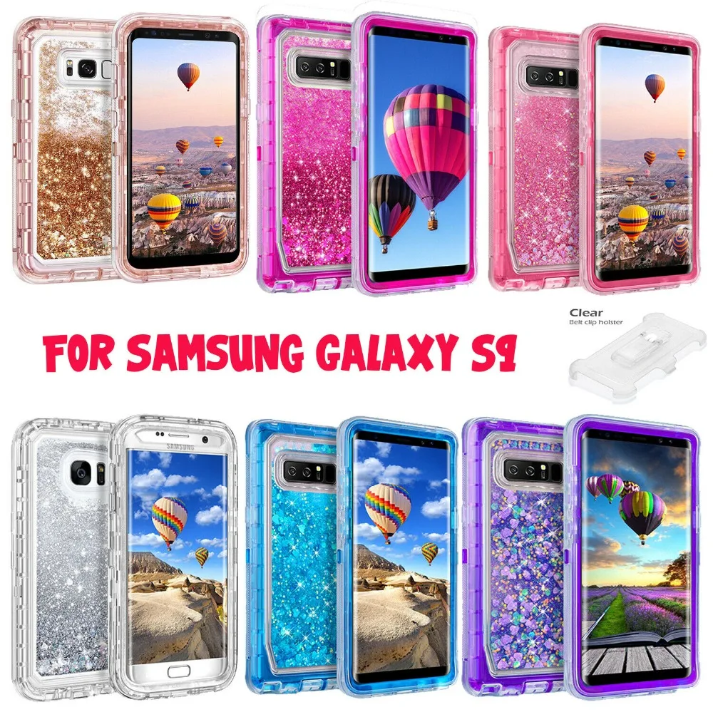 

For iPhone 8 Plus XR XS Max 7 Glitter Liquid Defender Clear Bling Quicksand Case