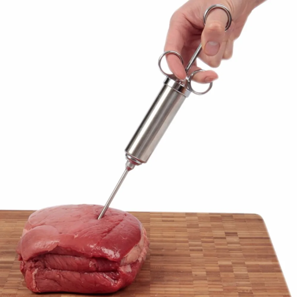 BBQ Stainless Steel Turkey Meat Injector Food Flavor BBQ Meat Marinade