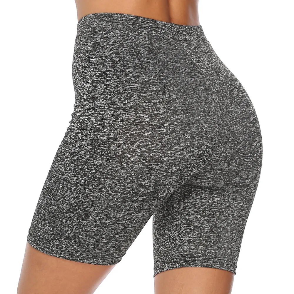 Женские шорты для йоги, фитнеса, спортзала, леггинсы с высокой талией, компрессионные тренировочные шорты для бега - Цвет: Dark grey