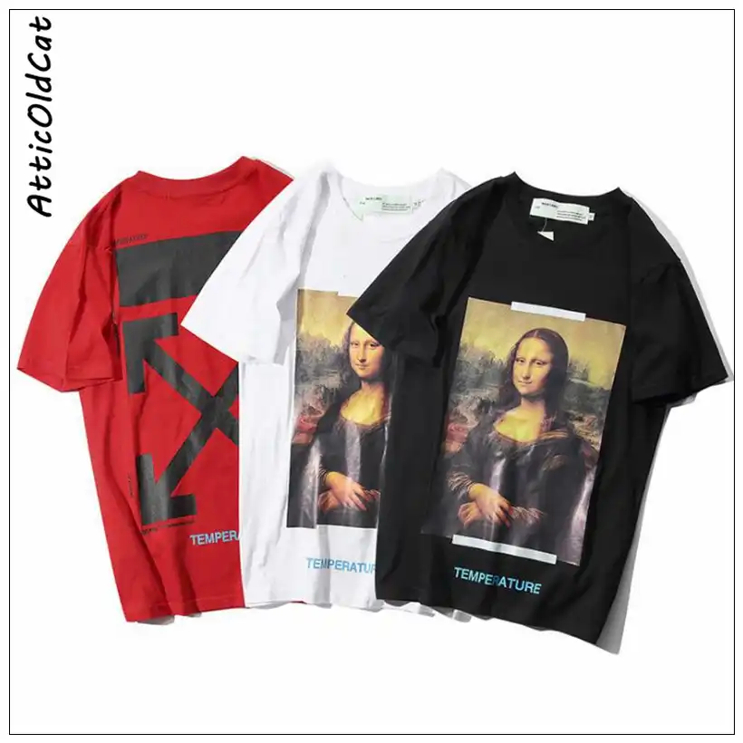 AtticOldCat/хлопковая Футболка в стиле хип хоп с принтом Мона Лиза короткий рукав