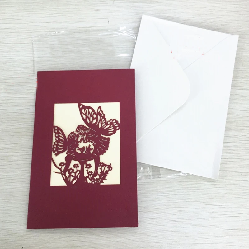 1pcs Angel Kiss Laser Cut Paper Greeting 3D Pop Up Kirigami Card Wedding Invitation Birthday Valentine's Day Postcards Gifts (5)