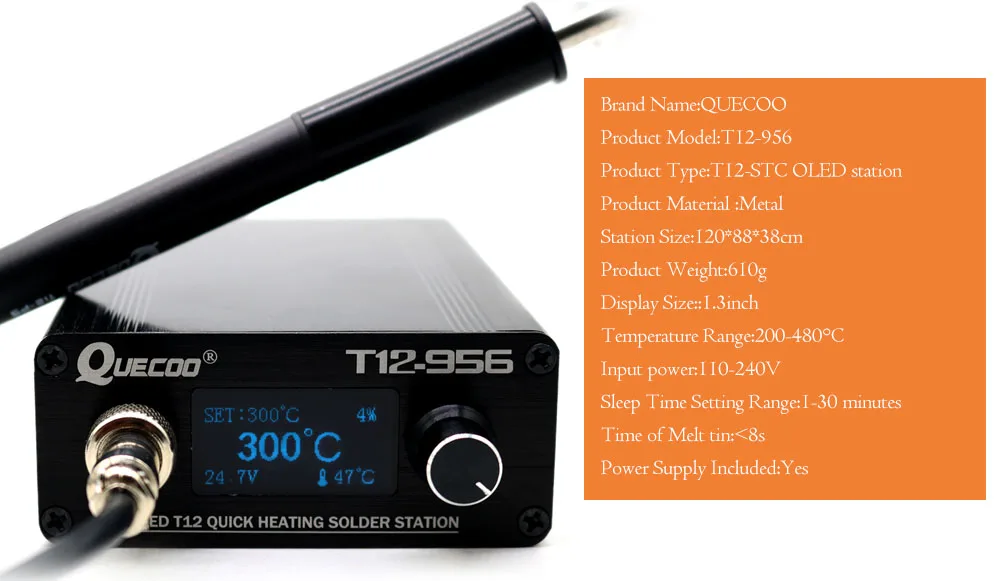 STC T12-956 паяльная станция электронный паяльник OLED цифровая станция T12 паяльник наконечник сварочный инструмент с T12-P9 ручкой