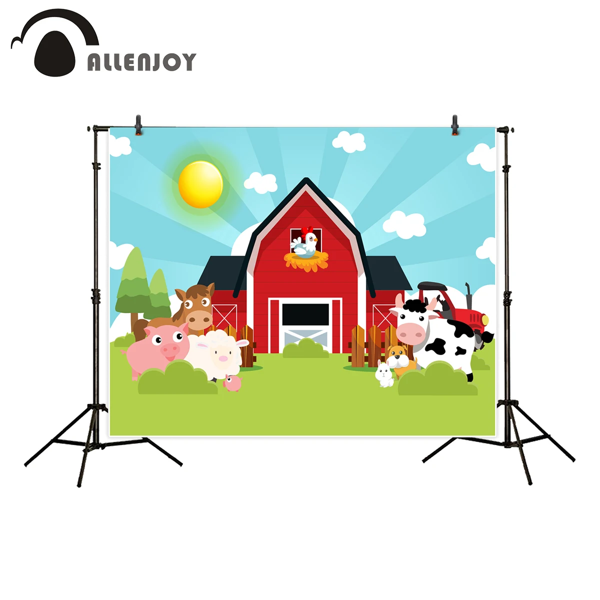 Allenjoy красный сарай фоны для фотостудии ферма животные Весна иллюстрация фон