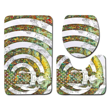 

Bath Mat and Toilet Cover Decoration Flannel Water Absorbent Bathroom Rug Bath Rug Toilet Mat Non-slip Bath Carpet