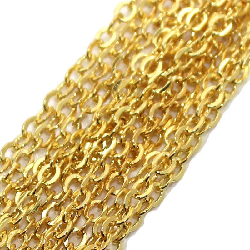 Free Shipping 5 Meters Wholesale Gold Plated Oval Cupronickel Chains 2x3mm For Jewelry Making