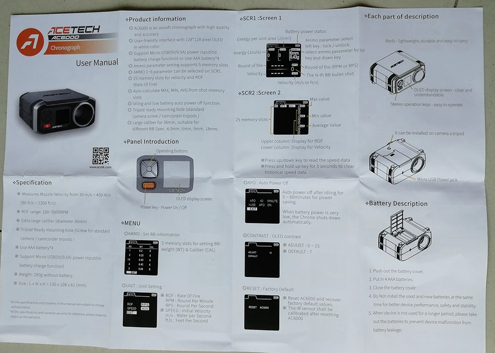 Magorui AC6000 скорость метр Скорость съемки тест ACEtech страйкбол мониторы OLED