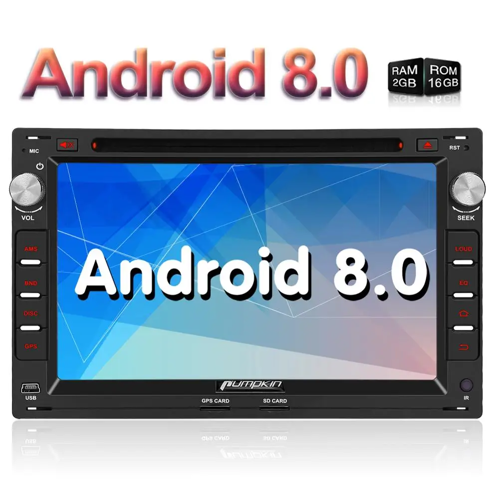 Тыква 2 Din 7''Android 8 0 автомобильный dvd плеер GPS навигация Восьмиядерный 2G RAM стерео