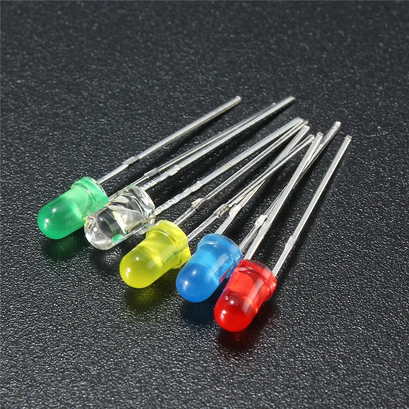 2021 3mm LED Emitting Diodes Light Kit Round Top Diffused Green Red