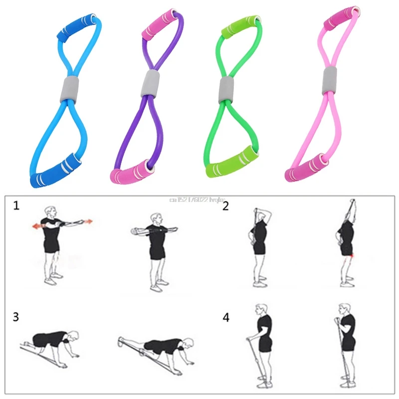 Home Sport Fitness Yoga 8 Shape Pull Rope Tube Equipment Tool Gym Exercise Rally