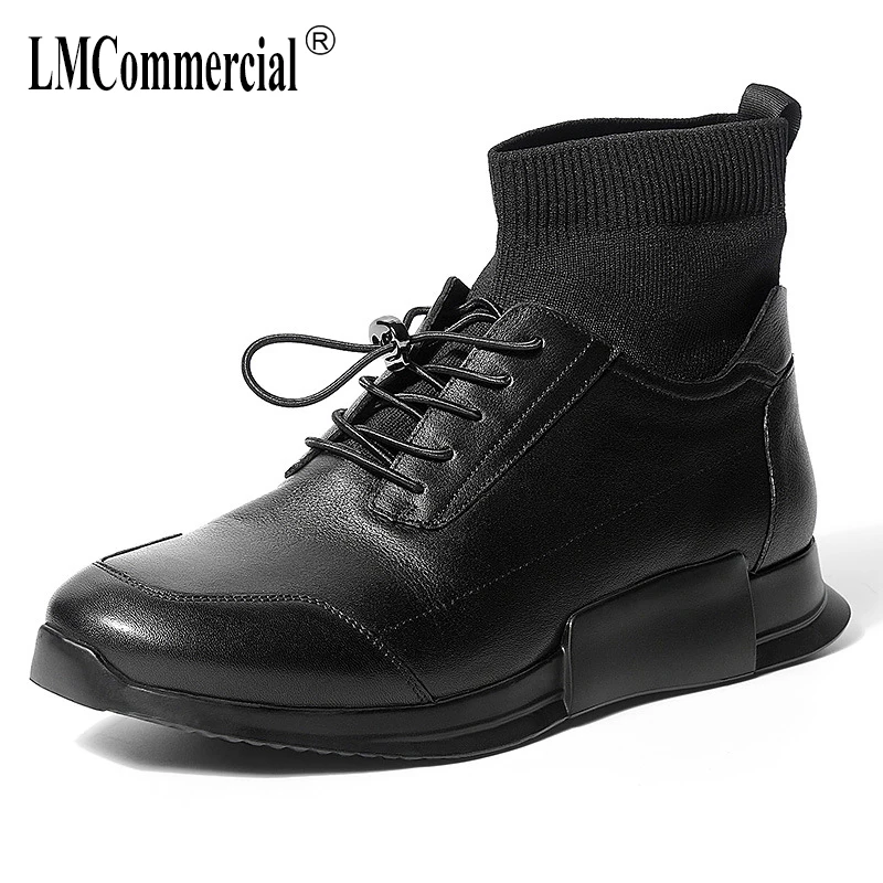 

Martin boots men autumn winter all-match cowhide short boots men fashion Genuine leather socks shoes men flat Korean version