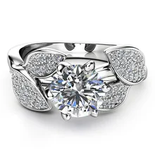 Модные элегантные Оригинальные 925 пробы серебряные кольца для женщин ослепительный цветок кольцо 1 карат, цирконий юбилей распродажа Bijoux