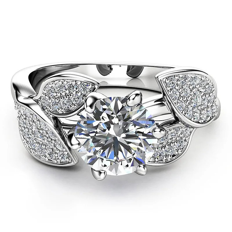 Fashion Elegant Original 925 Sterling Silver Rings for Women Dazzling Flower Ring 1 Carat Zircon ANNIVERSARY SALE Bijoux