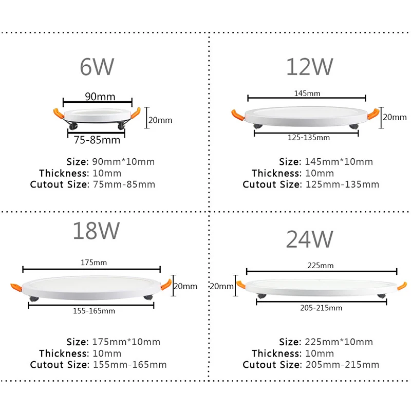 Узкий светодиодный панельный светильник с регулируемой яркостью 6 Вт 12 Вт 18 Вт 24 Вт круглый квадратный ультра тонкий светодиодный светильник Холодный/теплый белый Внутреннее освещение