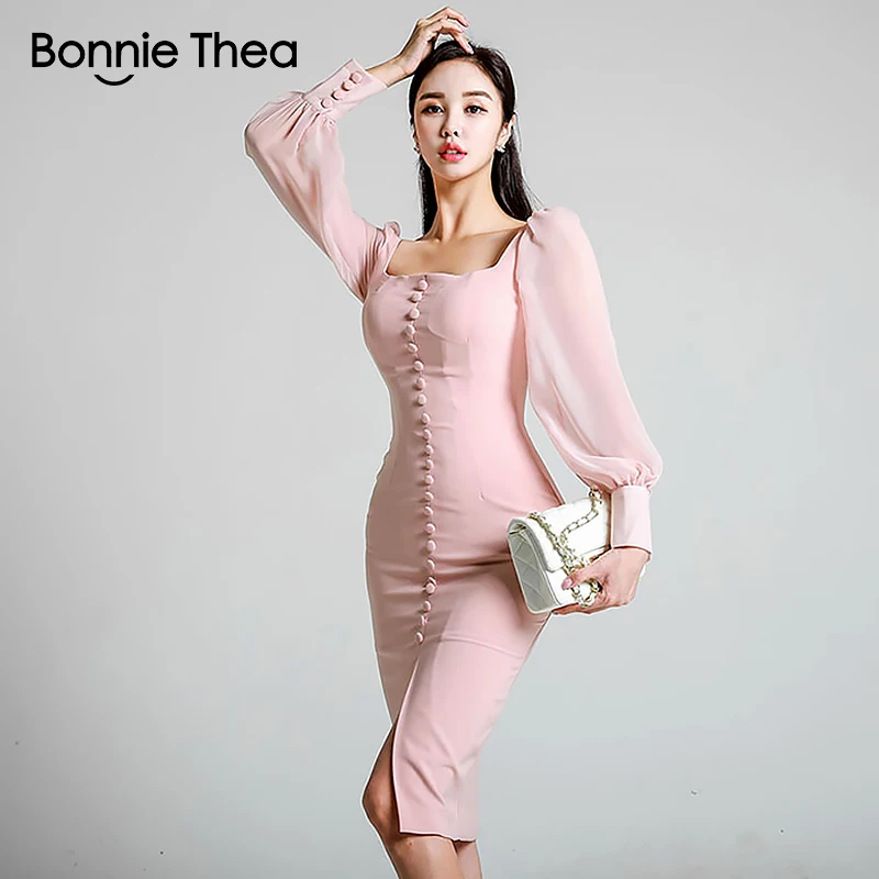 Женское сексуальное облегающее платье Bonnie Thea розовое короткое летнее женские