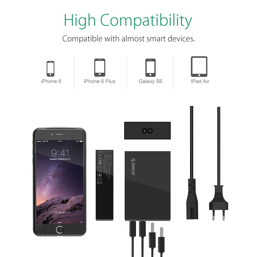 ORICO USB зарядное устройство 5V 6.8A Макс 34W 5 портов Универсальное для телефона Samsung LG