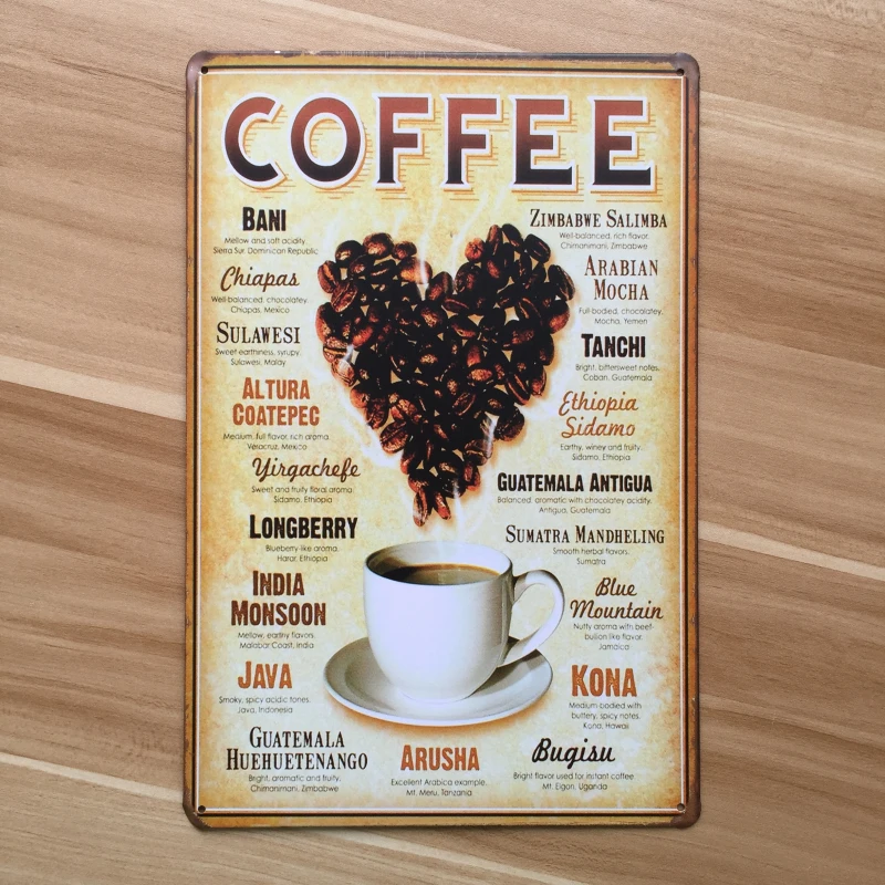 Retro Plaque Metal Painting Wall Art Decor Coffee Beans Food Iron Retro Plaque Metal Painting Wall Art Decor Coffee Beans Food Iron Restaurant Kitchen Vintage 20 30cm Plaques In Calligraphy From Home