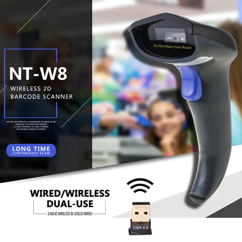 Arrival sem Fio Scanner de Código de Barras Leitor de Código de Barras Scanner a Laser sem Fio – com Fio para Windows Novidades Barcode – Mac Nt-w8 2020 2.4g 2d