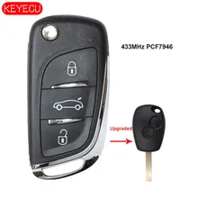 Keyecu Модернизированный флип дистанционный ключ-брелок от машины 2 кнопки 433 МГц PCF7946 чип для Renault Clio Kangoo Master Modus 2006-2010 VA2