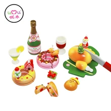 [Umu] рождественские деревянные игрушки для детей, Рождественский карнавал, кухонные принадлежности для приготовления пищи, столовые приборы, наборы, игровой домик, игрушки для безопасности