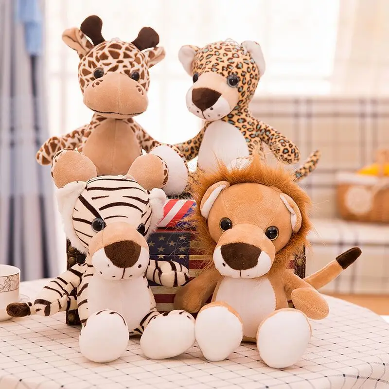 

1PC 25cm Forest Animal Doll Simulation Lion Tiger Leopard Giraffe Plush Toys Soft Stuffed Animals Doll For Children Gifts