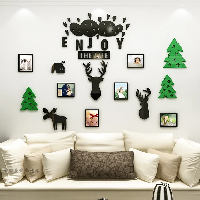 Special Price Nordic forest deer photo frame photo wall 3D Acrylic Wall Stickers Livingroom deer Christmas tree bedside dining room decoration Special Price Nordic forest deer photo frame photo wall 3D Acrylic Wall Stickers Livingroom deer Christmas tree bedside dining room decoration
