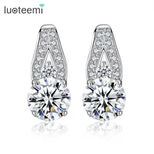 LUOTEEMI брендовые рождественские серебряные ювелирные изделия высокого качества женские серьги-гвоздики из серебра S925 пробы с кубическим цирконием