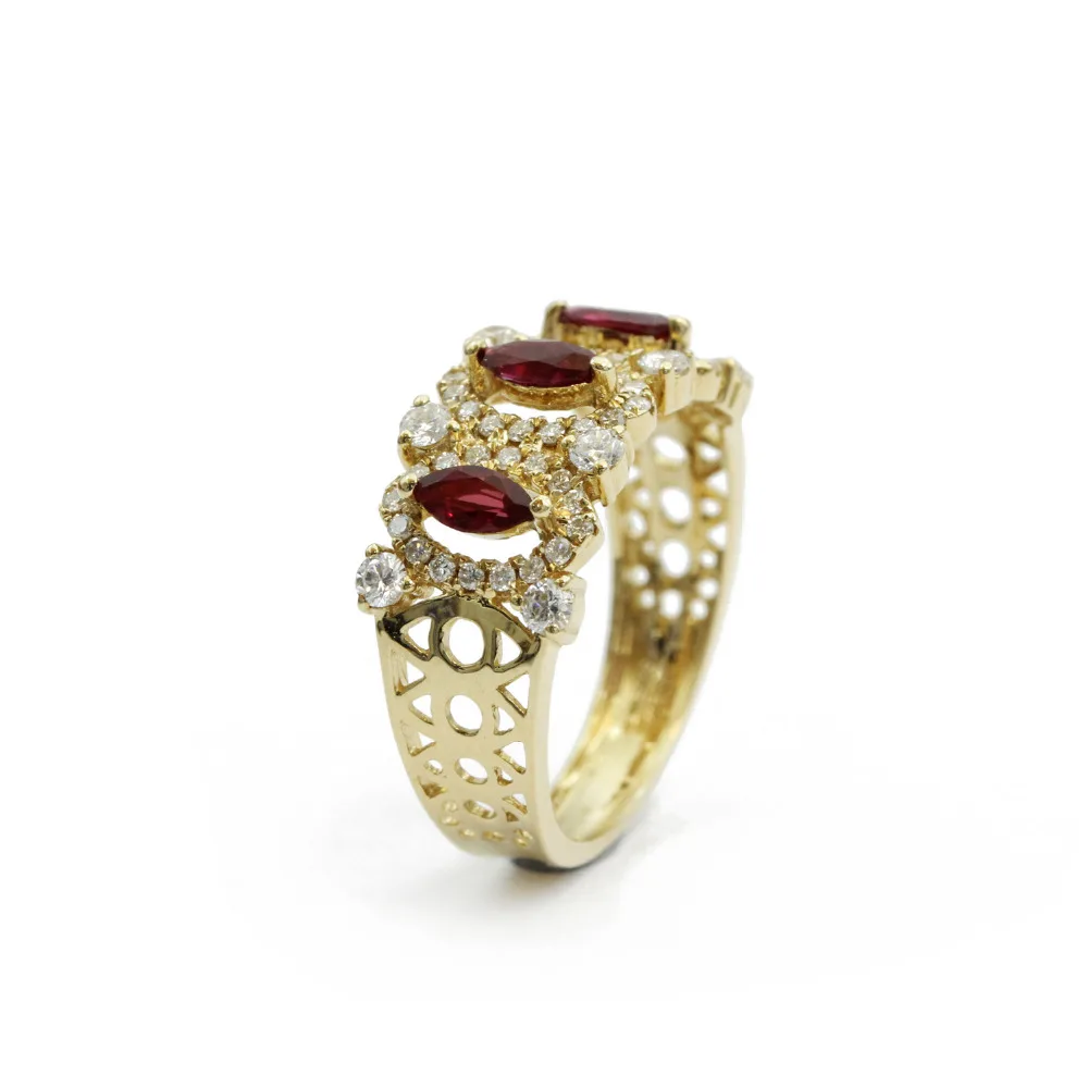 LASAMERO Marquise Cut 0 50 CTW натуральный рубин драгоценный камень 3 камня винтажный 18k желтый