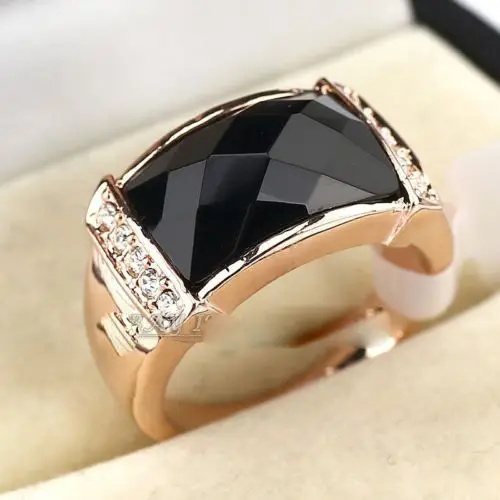 

Wholesale price 16new ^^^^Fashion Simulated Onyx Ring 18KGP use Crystal Size 6-9