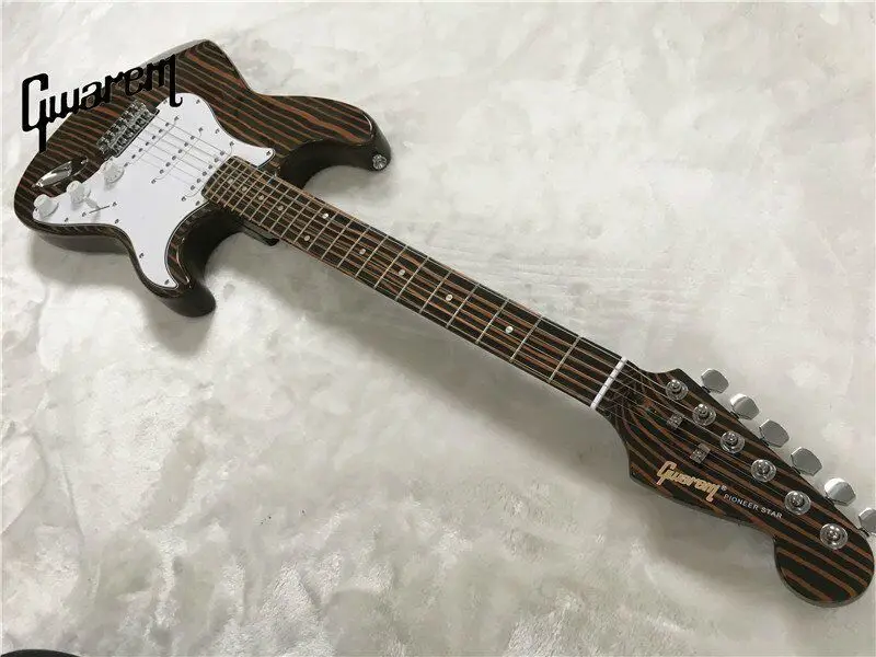 Электрогитара/Gwarem pioneer star st гитара/корпус и шея zebrawood/гитара в Китае|st guitar|electric