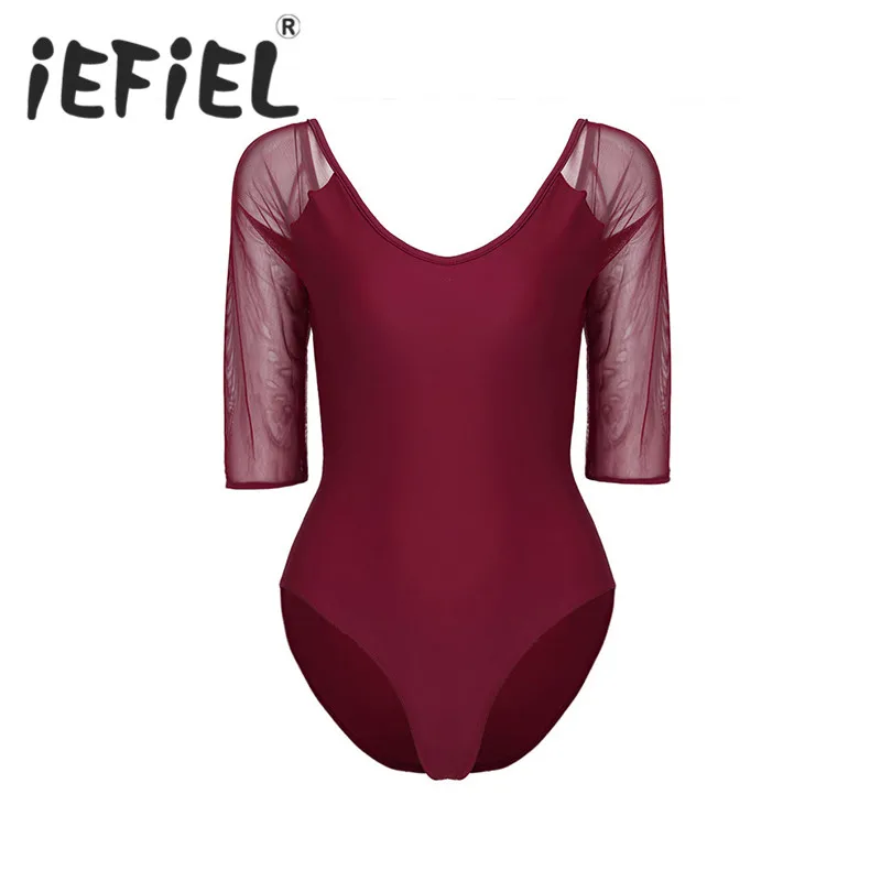 IEFiEL Женская сетчатая 3/4 рукав стрейчевая кофточка форма для гимнастики балетные