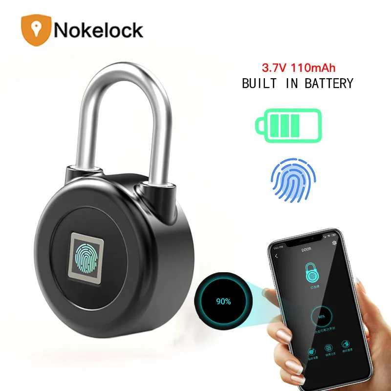 

Nokelock Smart Padlock Fingerprint Locks Keyless Bluetooth APP Fingerprint Electronic Small Door Lock IP65 Waterproof Mini Locks