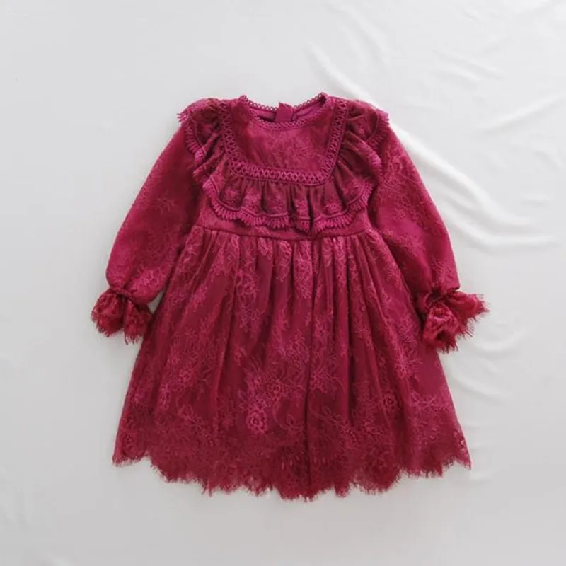 

DFXD Korean Style Children Girls Long Sleeve Lace Princess Dress 2018 Spring High Quality Kids Girl Birthday Dress Vestido 2-7Y
